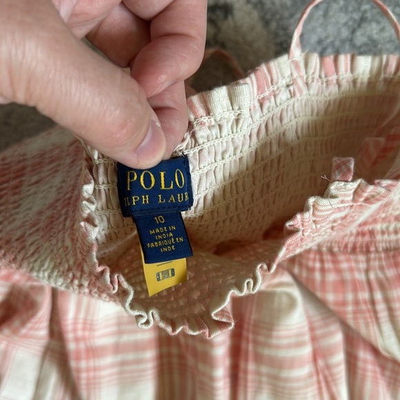 Polo Ralph Lauren Cream and Pink Plaid Cotton Dobby Dress - Picture 4 of 11